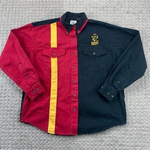 Vintage 1999 Labatt Brier Shirt Women Large Black Red Yellow Button Up Curling